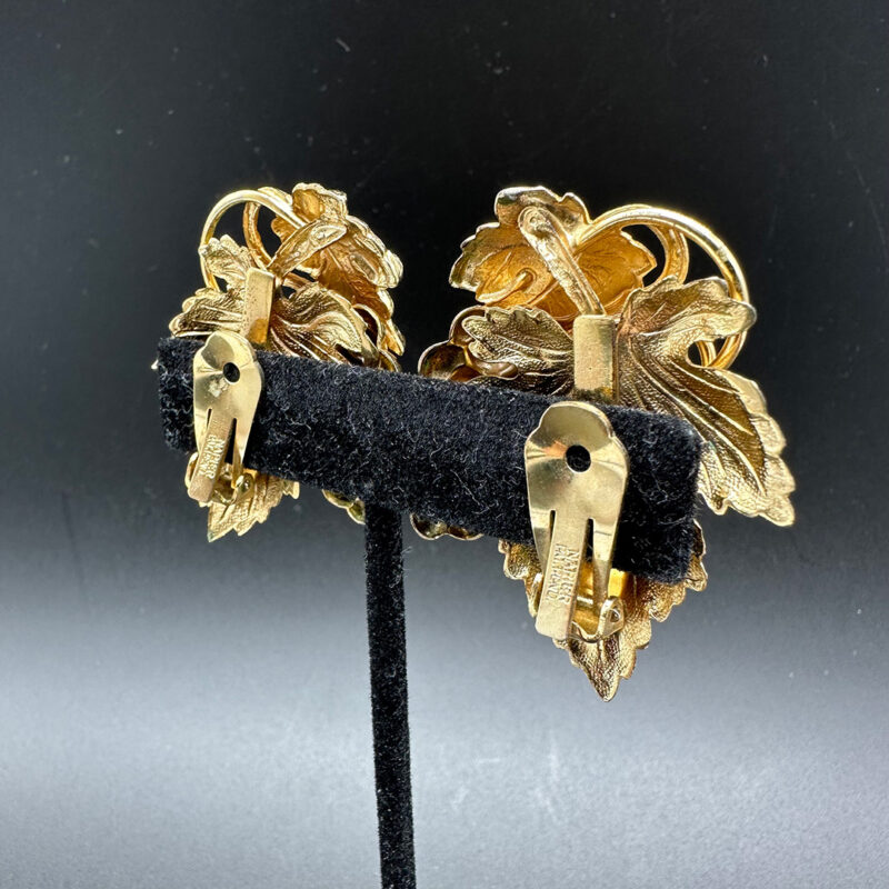 Napier Danish Leaf gold tone earrings