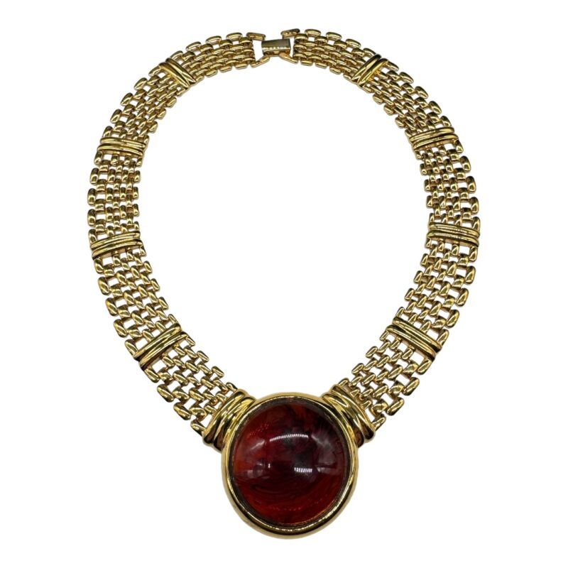 Napier 1990s amber color collar necklace.